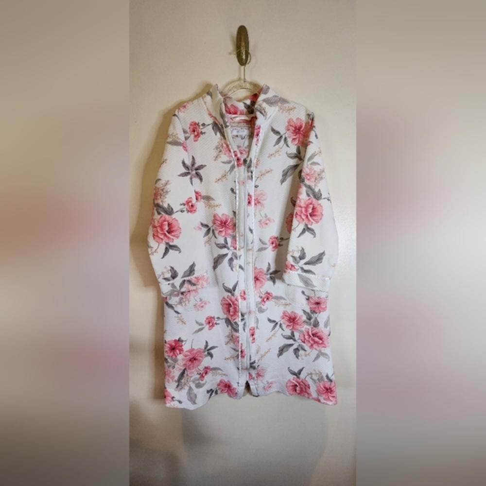 Carole Hochman Full Zip Floral‎ Bath Robe Cotton Blend Cottagecore Feminine Cozy